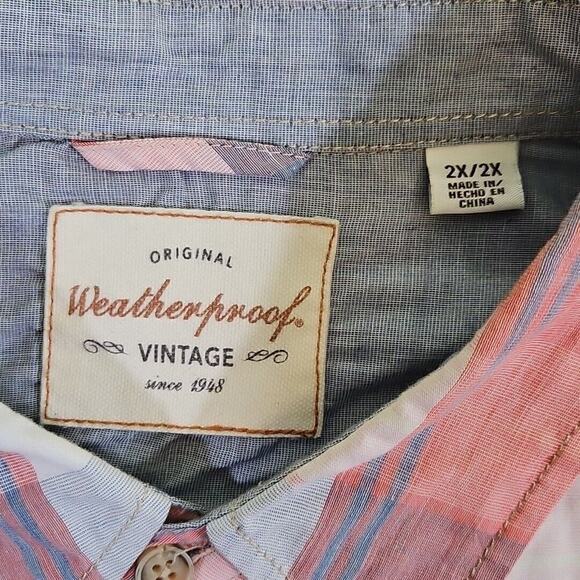 OG Weatherproof Vintage Shirt 2XL Short Sleeve Button Up Americana Normcore - Picture 8 of 16